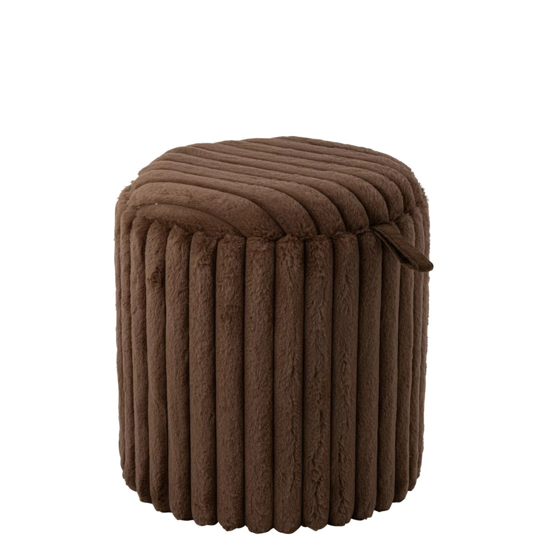 Pouf + Ribbed MDF Lid Brown J-Line