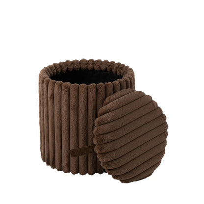 Pouf + Ribbed MDF Lid Brown J-Line