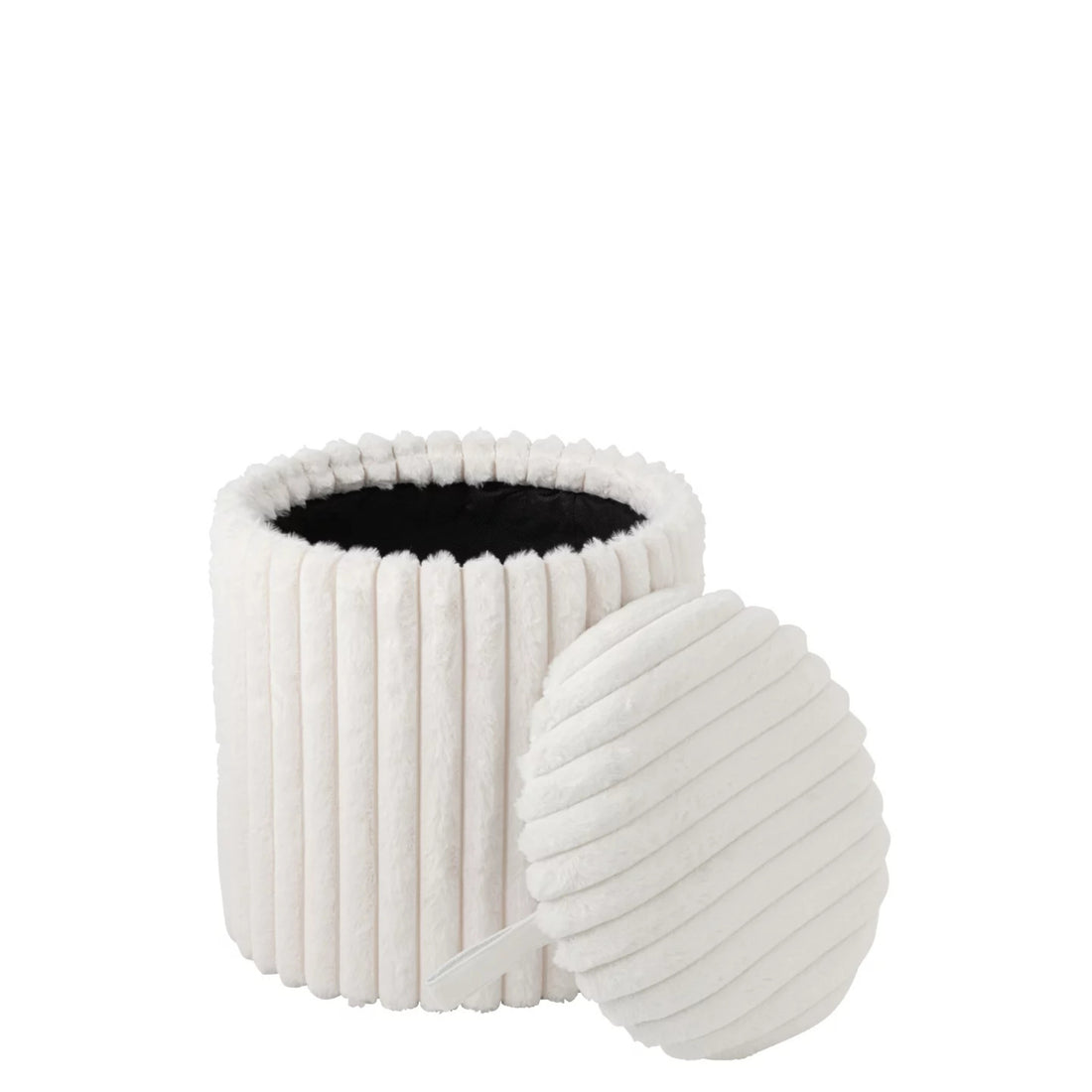 Pouf + Ribbed MDF Lid White J-Line