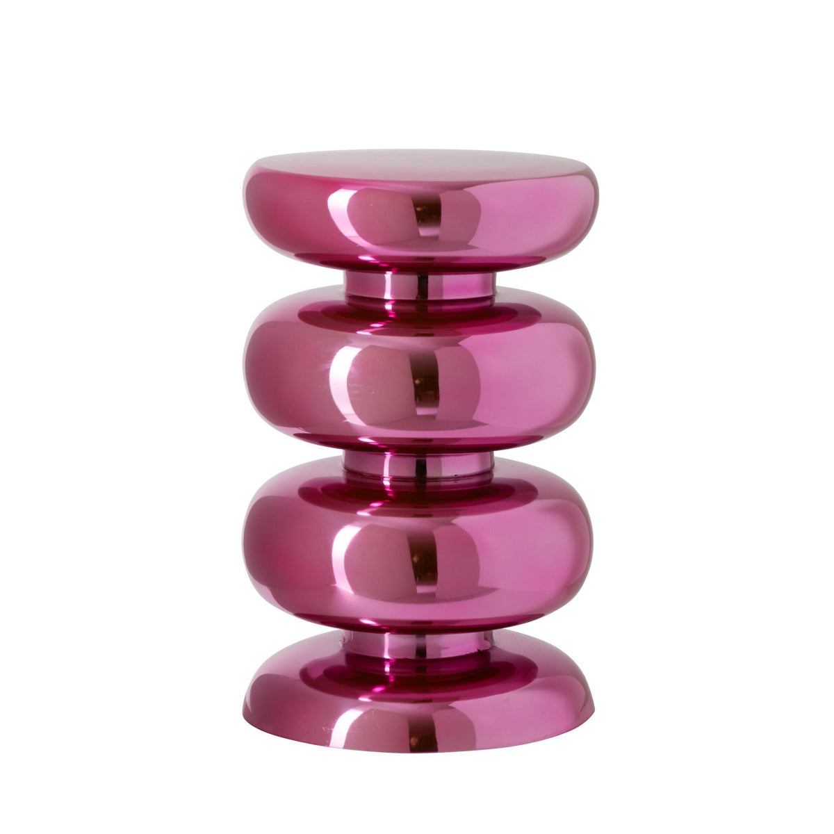 Stool Shiny Round Metal Fluorescent Pink J-Line