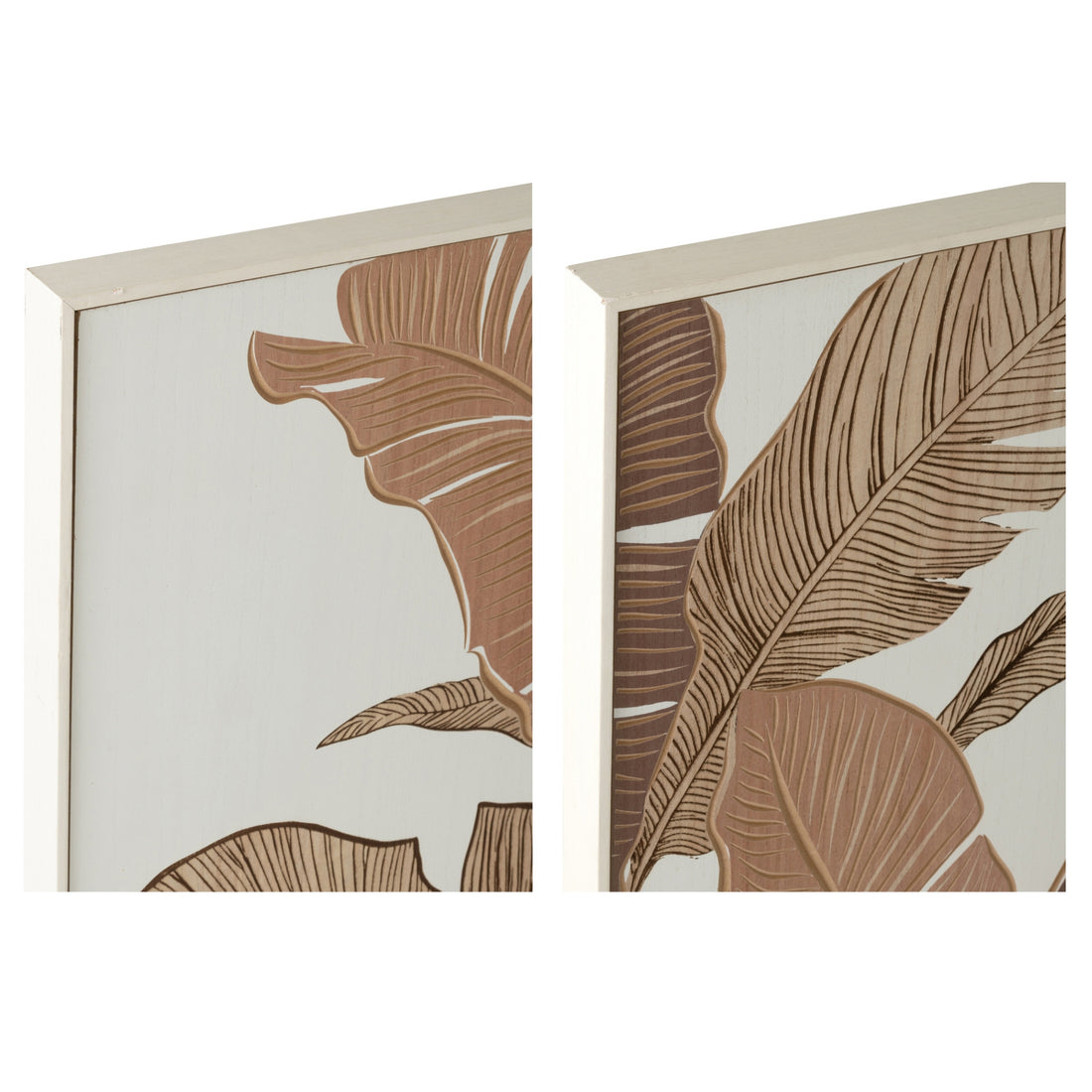 Carved Wood Wall Decoration Pine Wood Brown/Off-White Assorted By J-Line