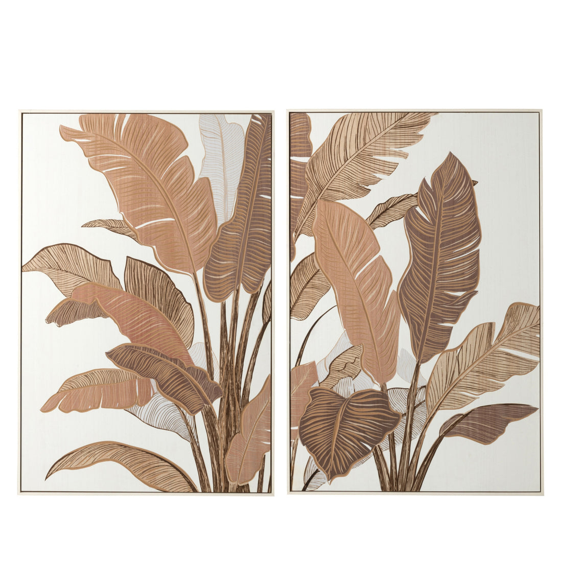 Carved Wood Wall Decoration Pine Wood Brown/Off-White Assorted By J-Line