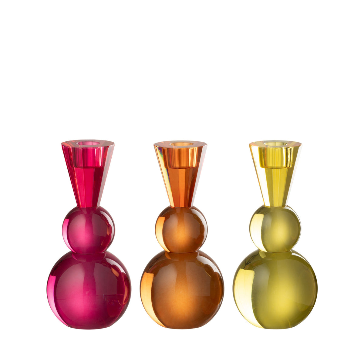 J-Line Set of 3 Yellow/Orange Glass Ball Candle Holders