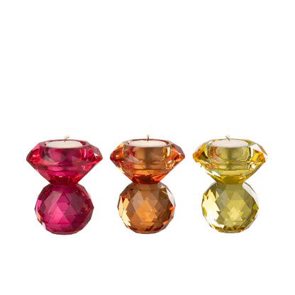 J-Line Set of 3 Yellow/Orange Glass Ball Candle Holders