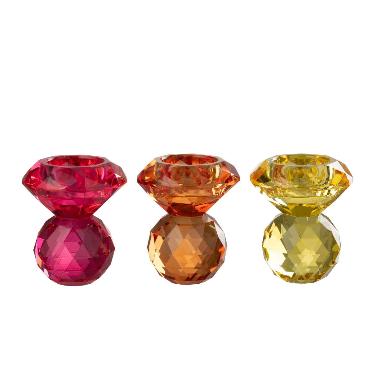 J-Line Set of 3 Yellow/Orange Glass Ball Candle Holders