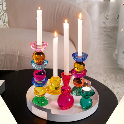 J-Line Set of 3 Yellow/Orange Glass Ball Candle Holders
