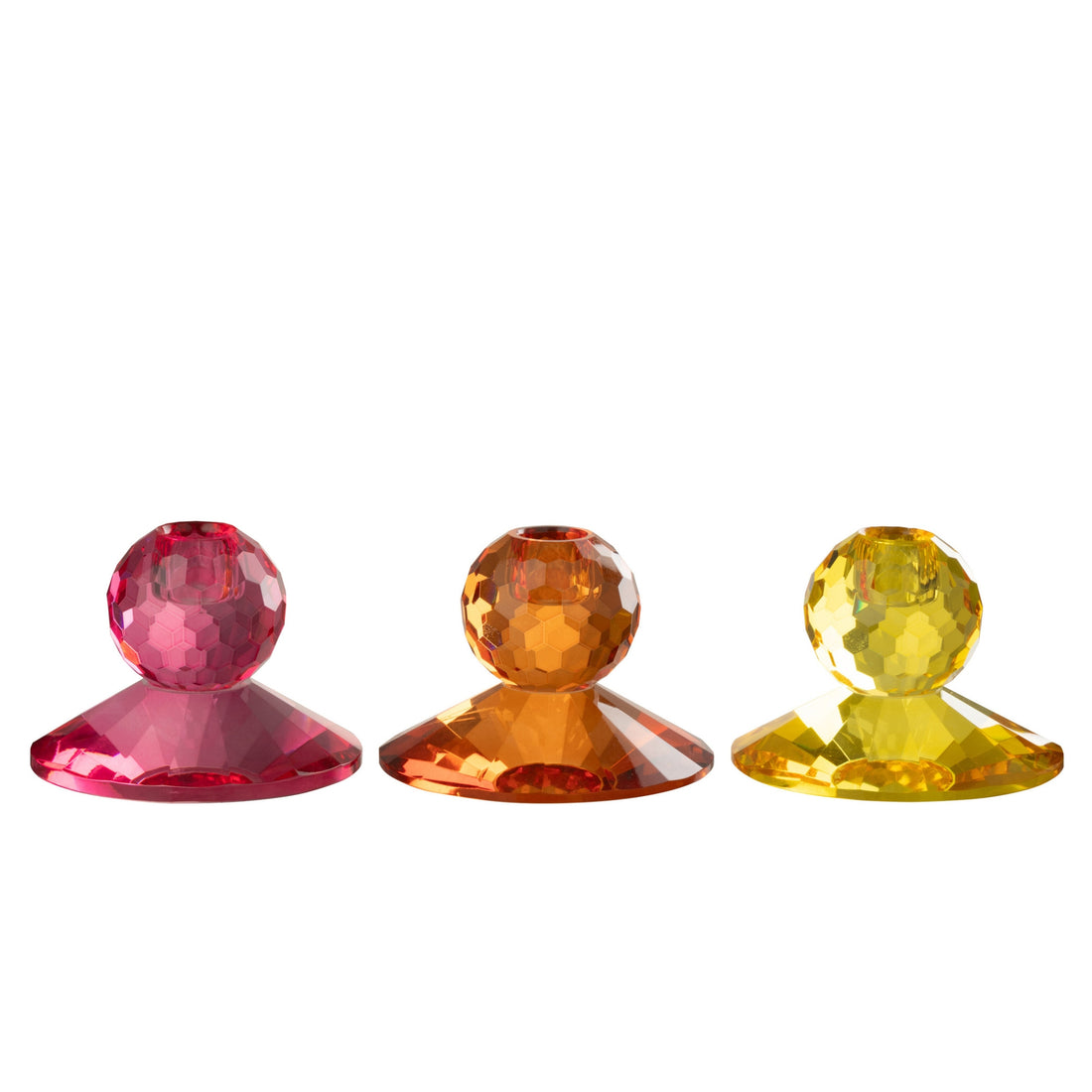 J-Line Yellow/Orange Glass Ball Candle Holder Set of 3