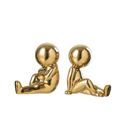 Bookends Marcel Stoneware Gold-Colored Set of 2 J-Line