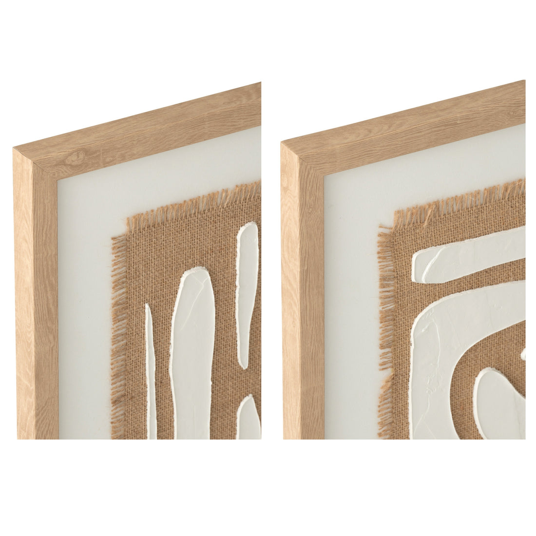 J-Line Set of 2 Striped MDF Wall Art, White/Natural