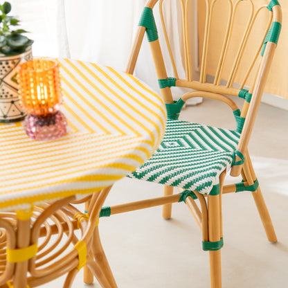 Dining Table Rattan Yellow/White J-Line