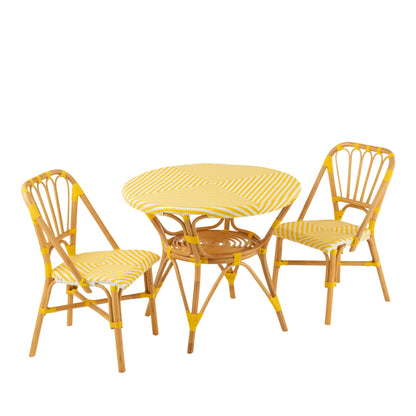 Dining Table Rattan Yellow/White J-Line