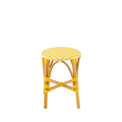 Outdoor Stool Geo Round Rattan Yellow/White J-Line