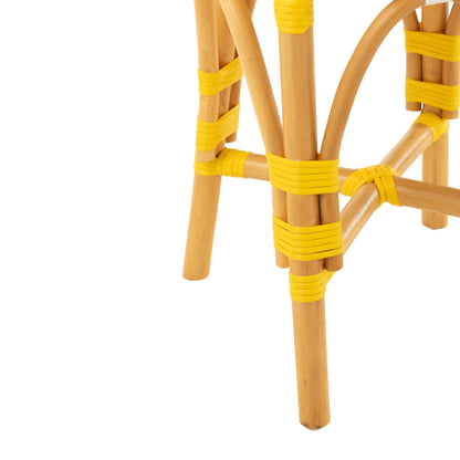 Outdoor Stool Geo Round Rattan Yellow/White J-Line