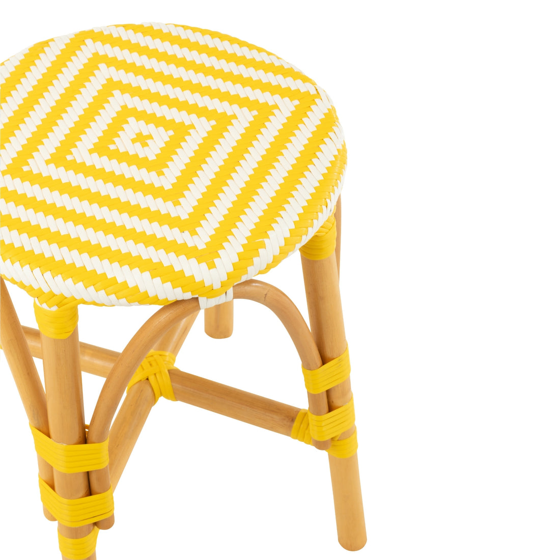 Outdoor Stool Geo Round Rattan Yellow/White J-Line
