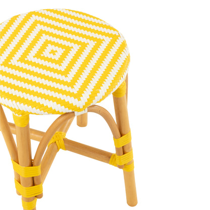 Outdoor Stool Geo Round Rattan Yellow/White J-Line