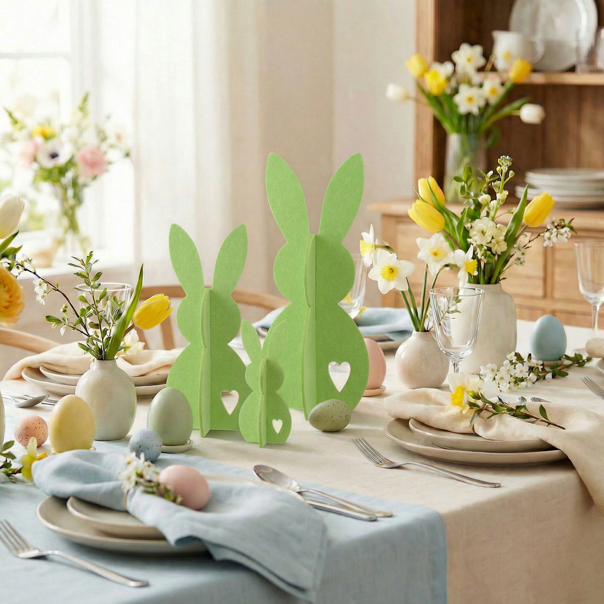 Easter Decoration Green Rabbit Felt Set of 3 J-Line