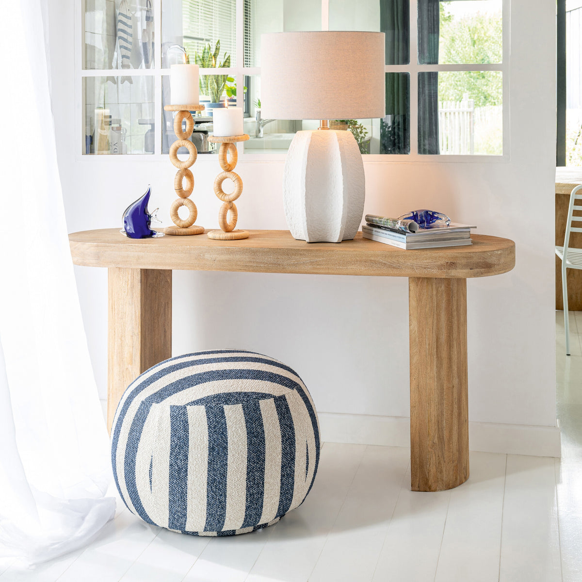Pouf Striped Blue/Off-White J-Line