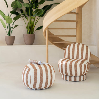 Striped Pouf Camel/Off-White J-Line