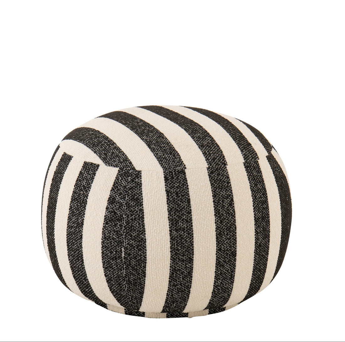 Striped Pouf Black/Off-White J-Line