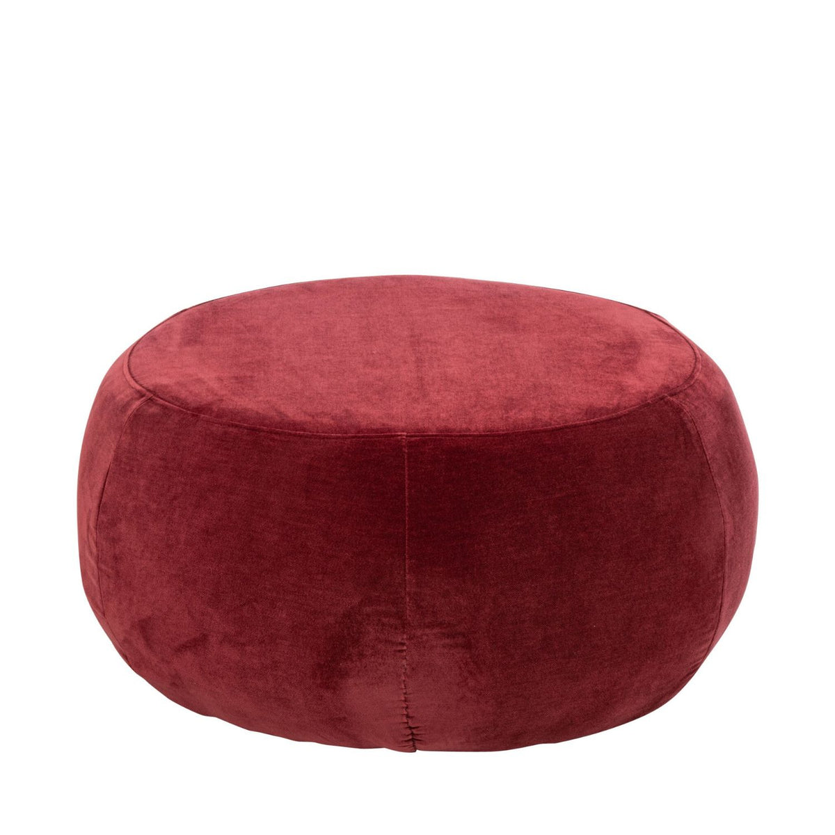 Round Plywood/Fabric Pouf Burgundy J-Line