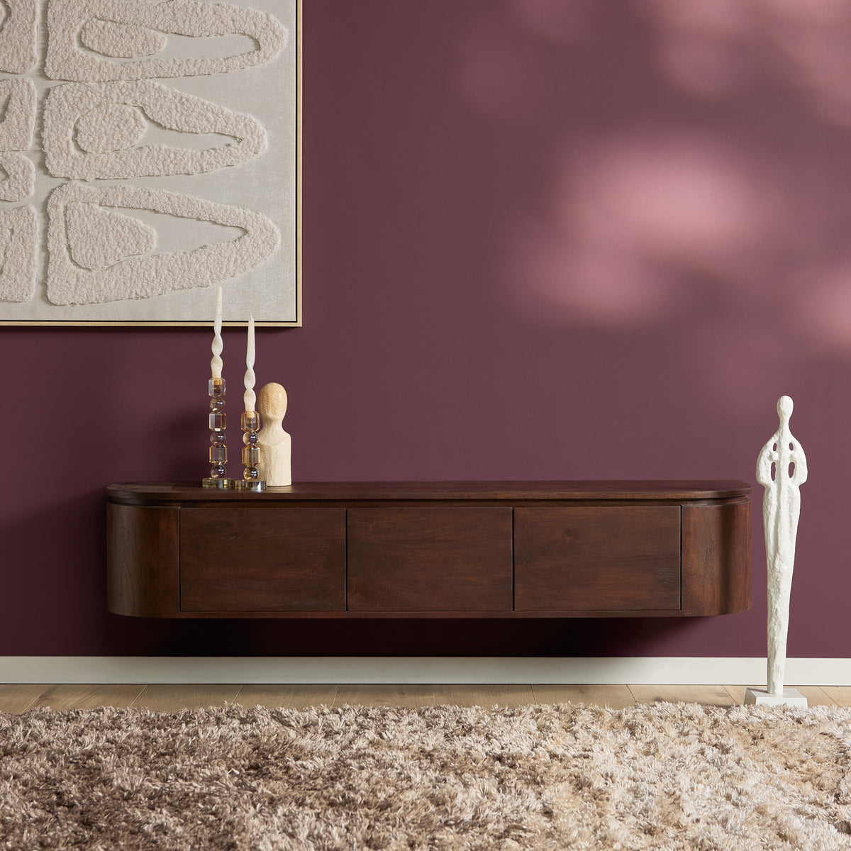 Floating TV Stand Ambiance Natural Mango Wood 120cm Starfurn
