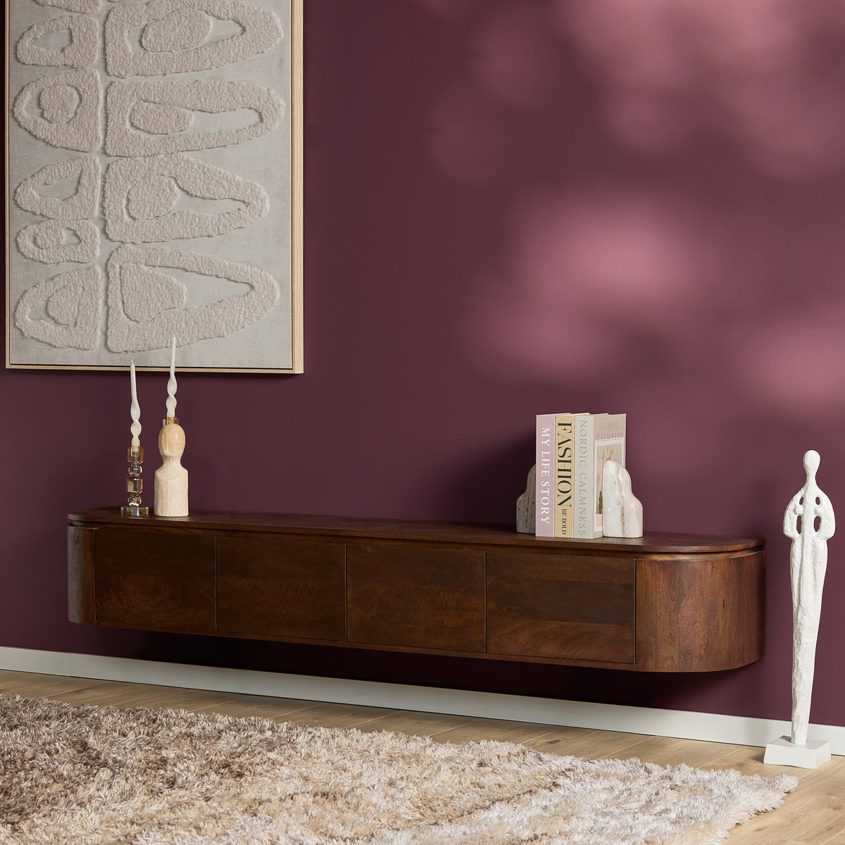 Floating TV Stand Ambiance Natural Mango Wood 120cm Starfurn