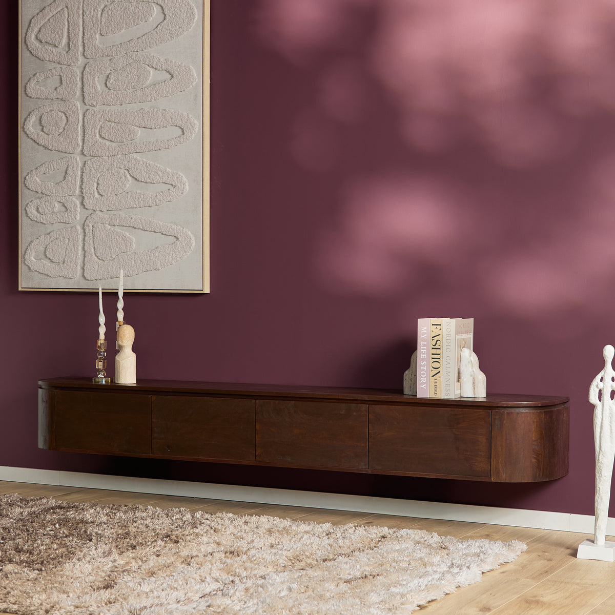 Floating TV Stand Ambiance Natural Mango Wood 120cm Starfurn