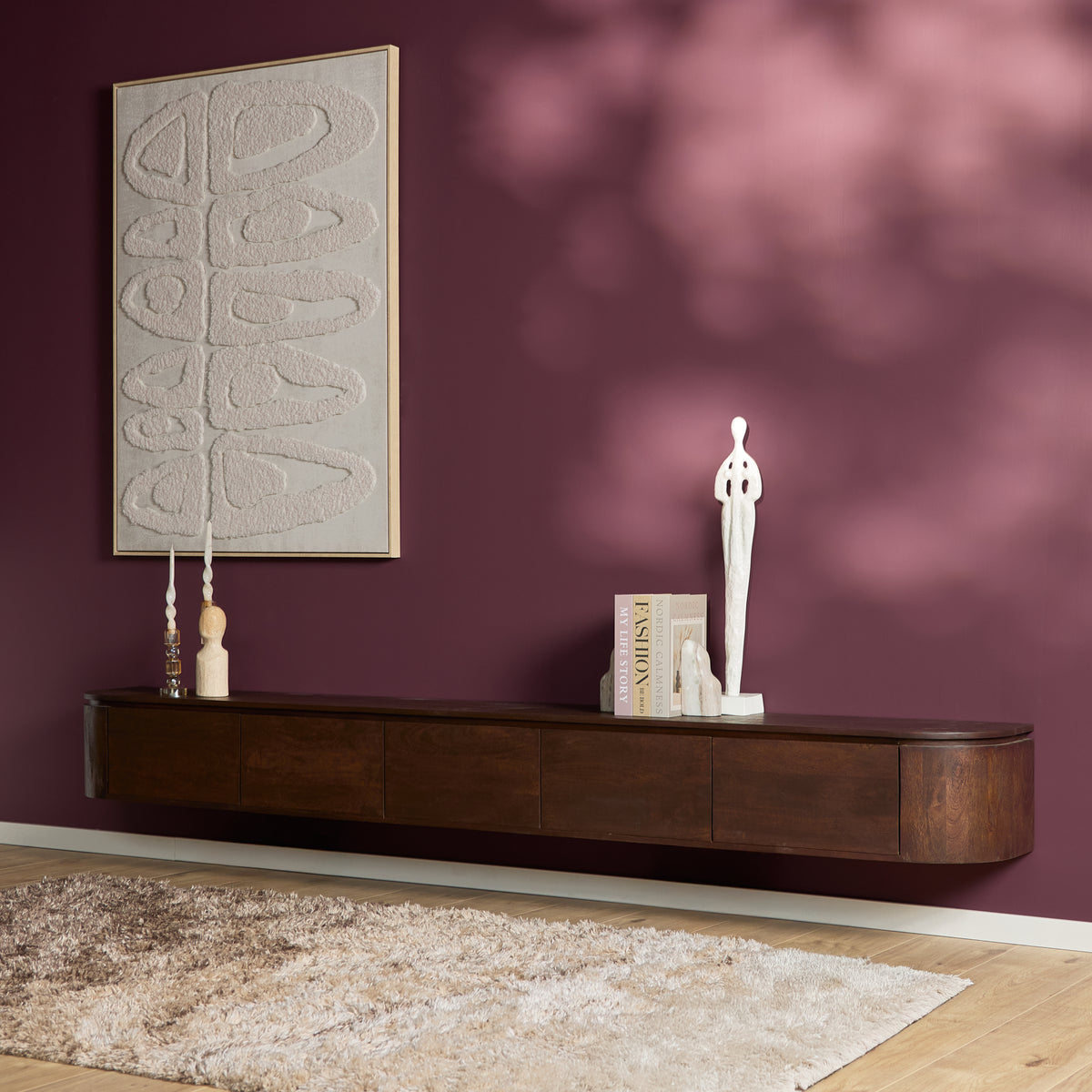Floating TV Stand Ambiance Natural Mango Wood 120cm Starfurn