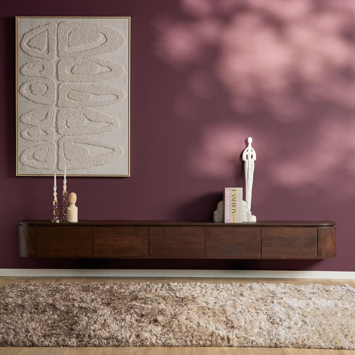 Floating TV Stand Ambiance Natural Mango Wood 120cm Starfurn