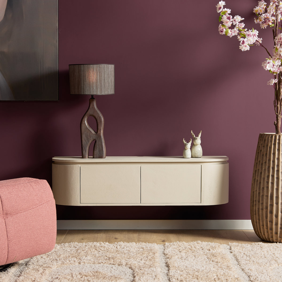 Floating TV Stand Ambiance Natural Mango Wood 120cm Starfurn