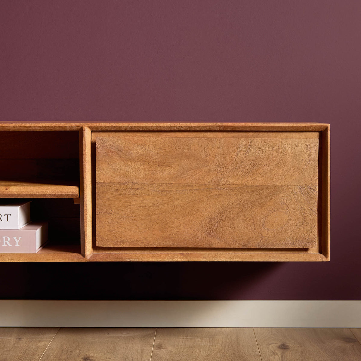 Floating TV Stand Ambiance Natural Mango Wood 120cm Starfurn