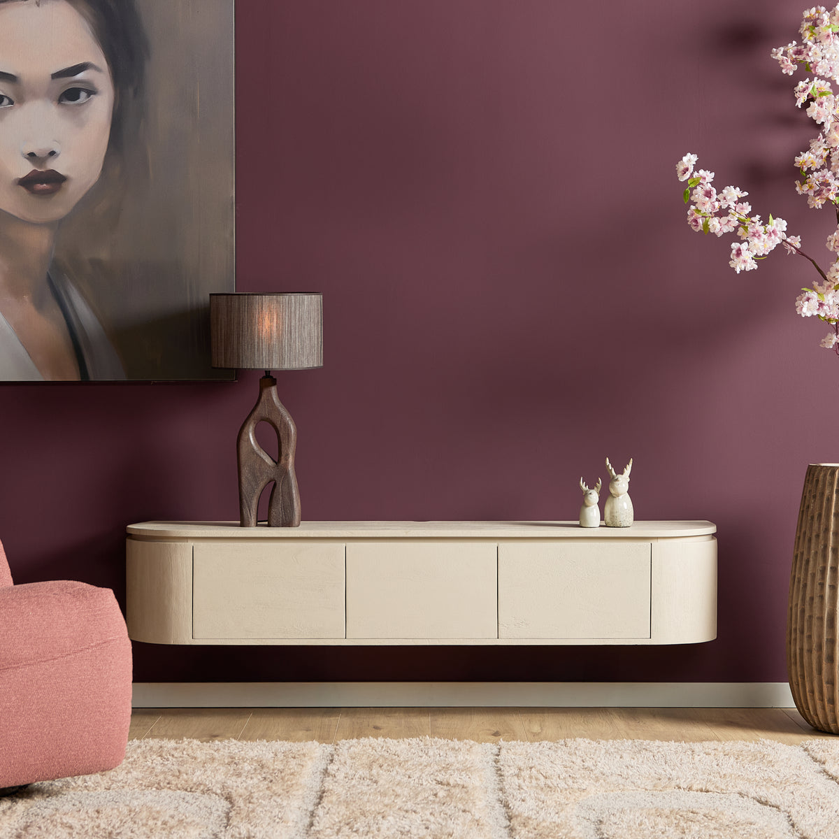 Floating TV Stand Ambiance Natural Mango Wood 120cm Starfurn