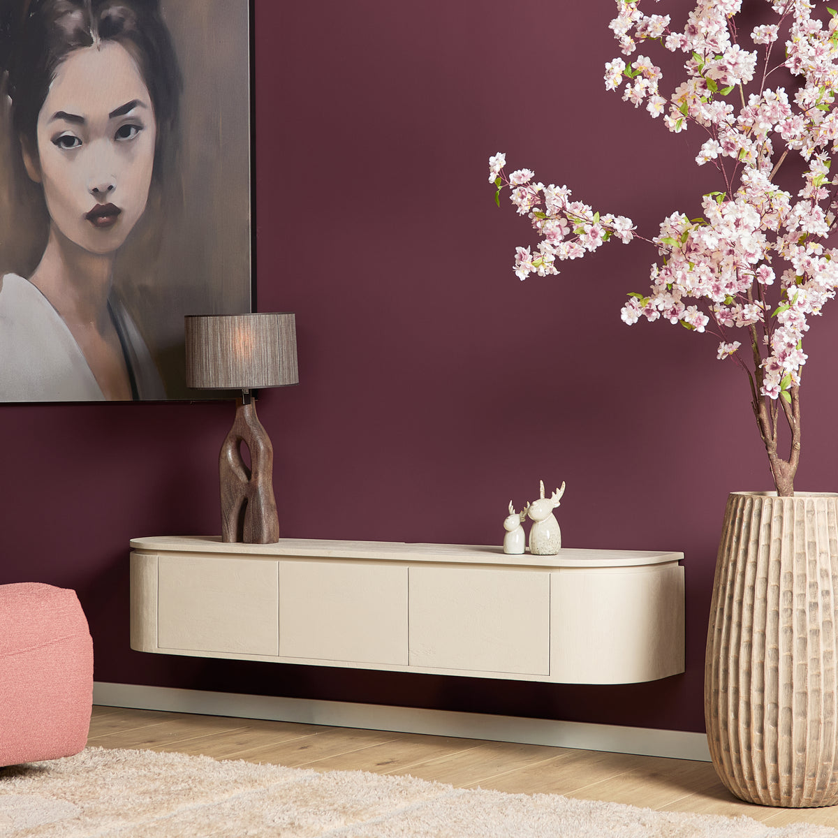 Floating TV Stand Ambiance Natural Mango Wood 120cm Starfurn