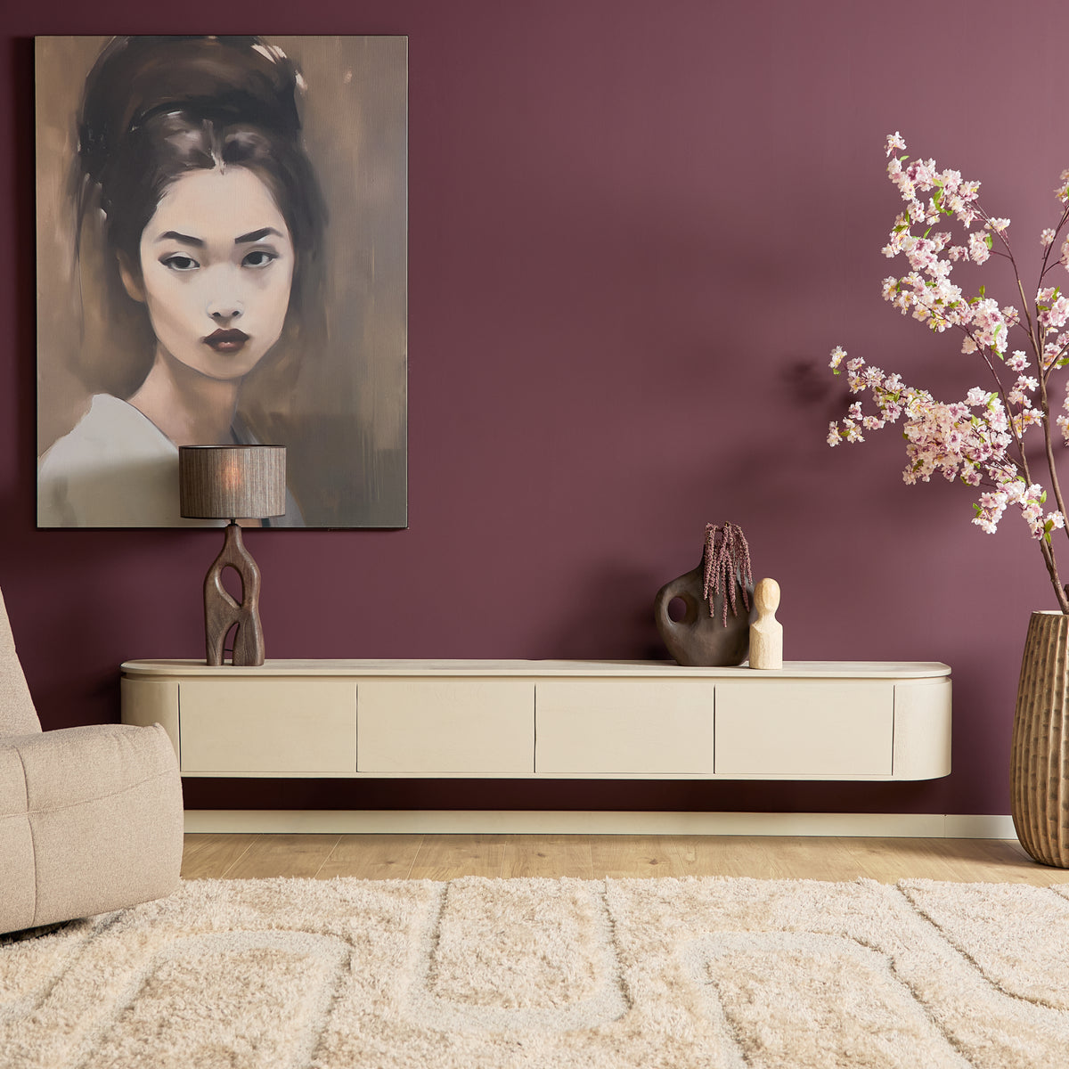 Floating TV Stand Ambiance Natural Mango Wood 120cm Starfurn