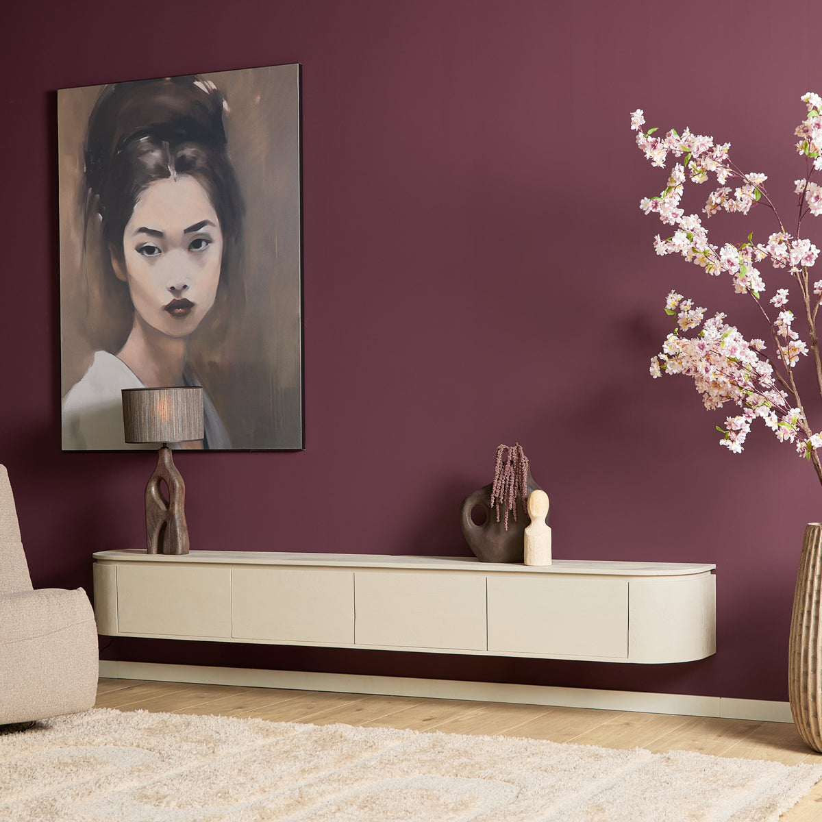 Floating TV Stand Ambiance Natural Mango Wood 120cm Starfurn