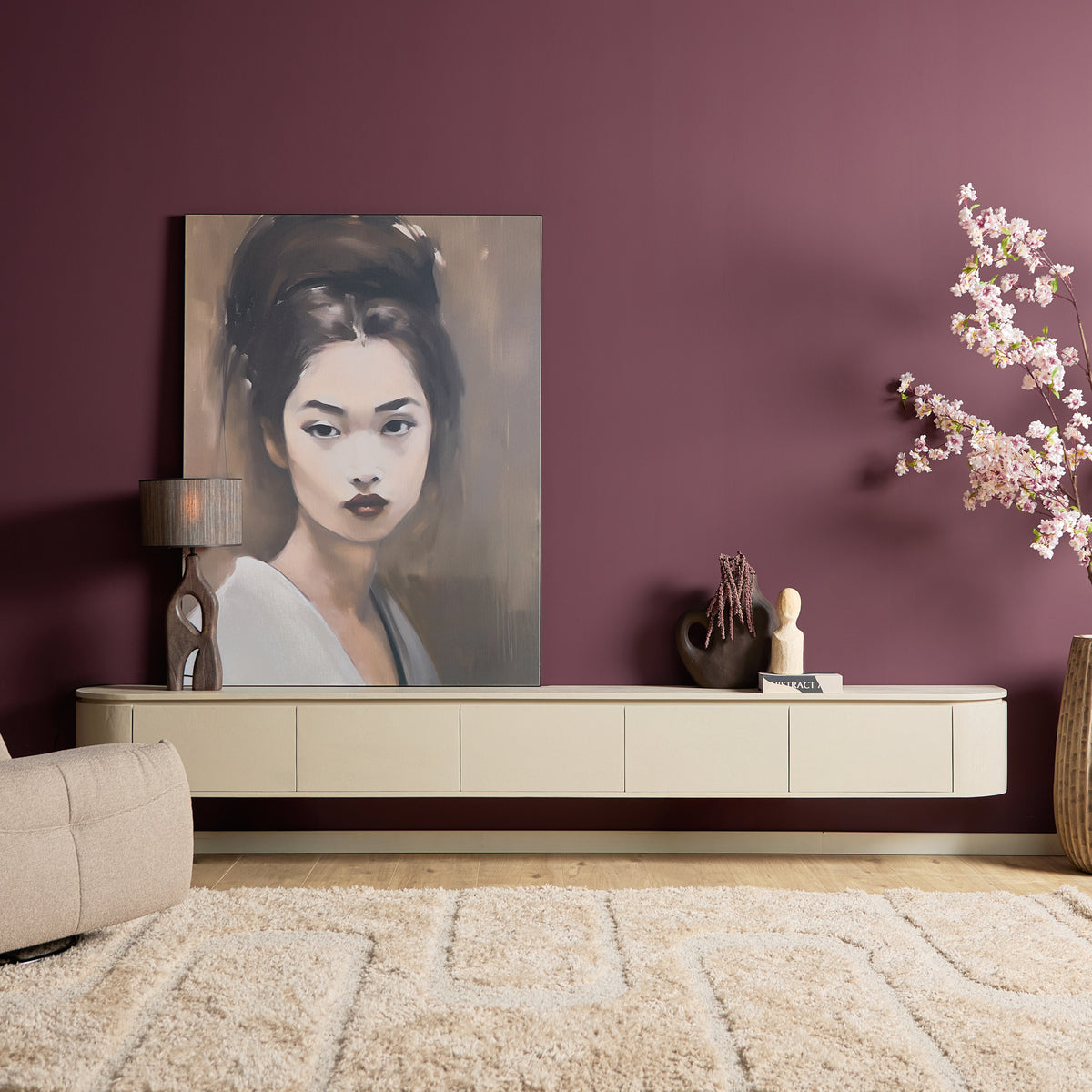 Floating TV Stand Ambiance Natural Mango Wood 120cm Starfurn
