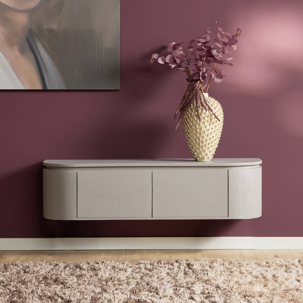 Floating TV Stand Ambiance Natural Mango Wood 120cm Starfurn