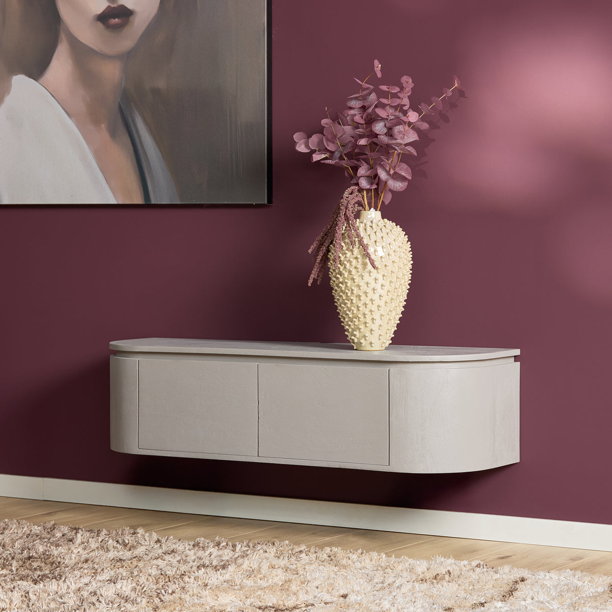 Floating TV Stand Ambiance Natural Mango Wood 120cm Starfurn