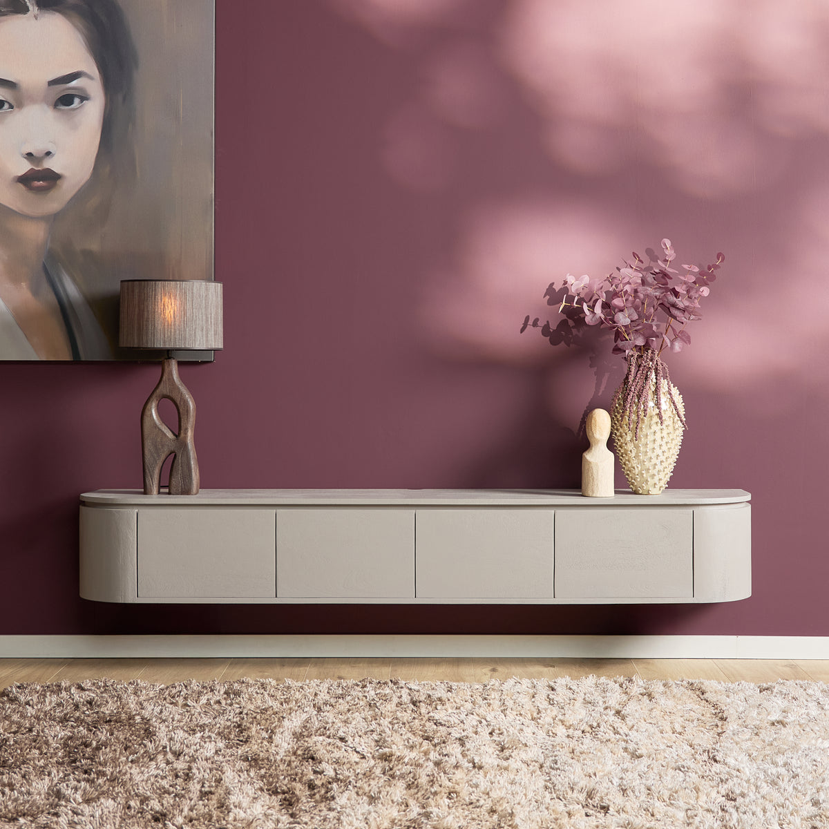 Floating TV Stand Ambiance Natural Mango Wood 120cm Starfurn