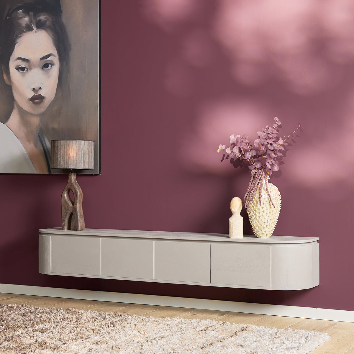 Floating TV Stand Ambiance Natural Mango Wood 120cm Starfurn