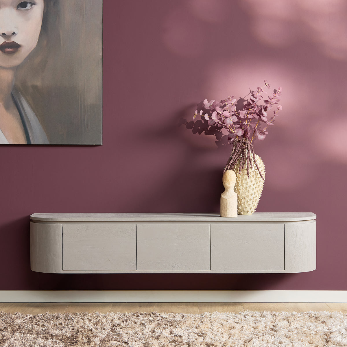 Floating TV Stand Ambiance Natural Mango Wood 120cm Starfurn