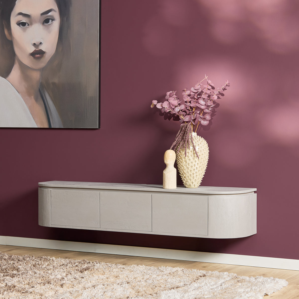 Floating TV Stand Ambiance Natural Mango Wood 120cm Starfurn