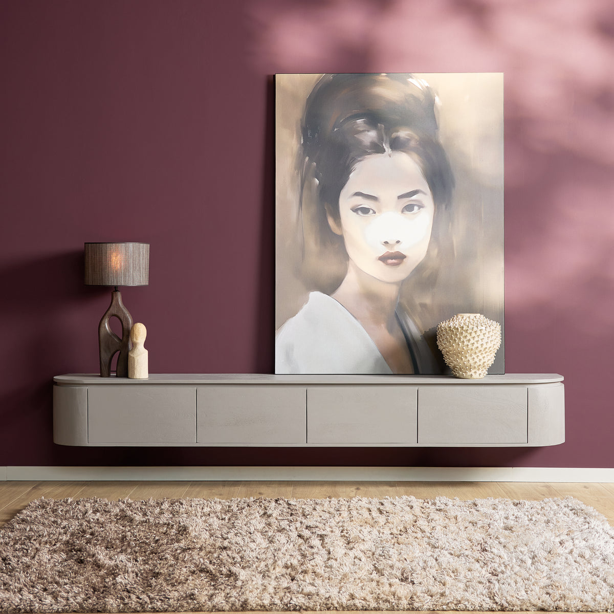 Floating TV Stand Ambiance Natural Mango Wood 120cm Starfurn