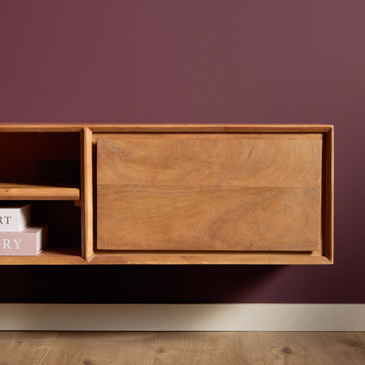 Floating TV Stand Ambiance Natural Mango Wood 120cm Starfurn