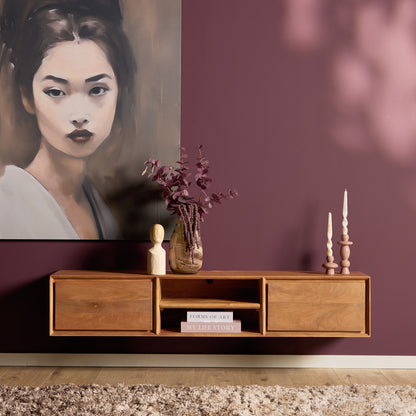 Floating TV Stand Ambiance Natural Mango Wood 120cm Starfurn