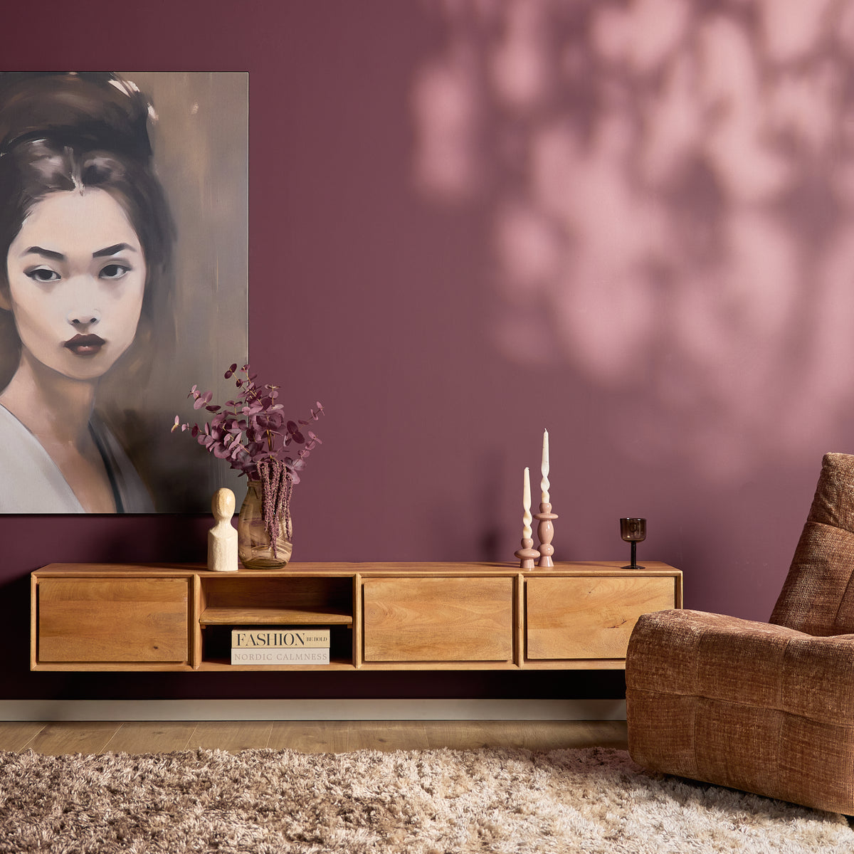Floating TV Stand Ambiance Natural Mango Wood 120cm Starfurn