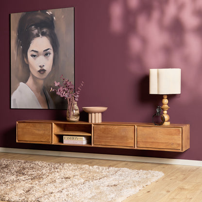 Floating TV Stand Ambiance Natural Mango Wood 120cm Starfurn