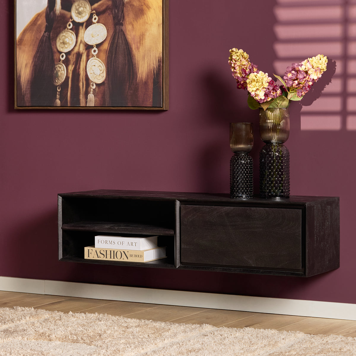 Floating TV Stand Ambiance Natural Mango Wood 120cm Starfurn
