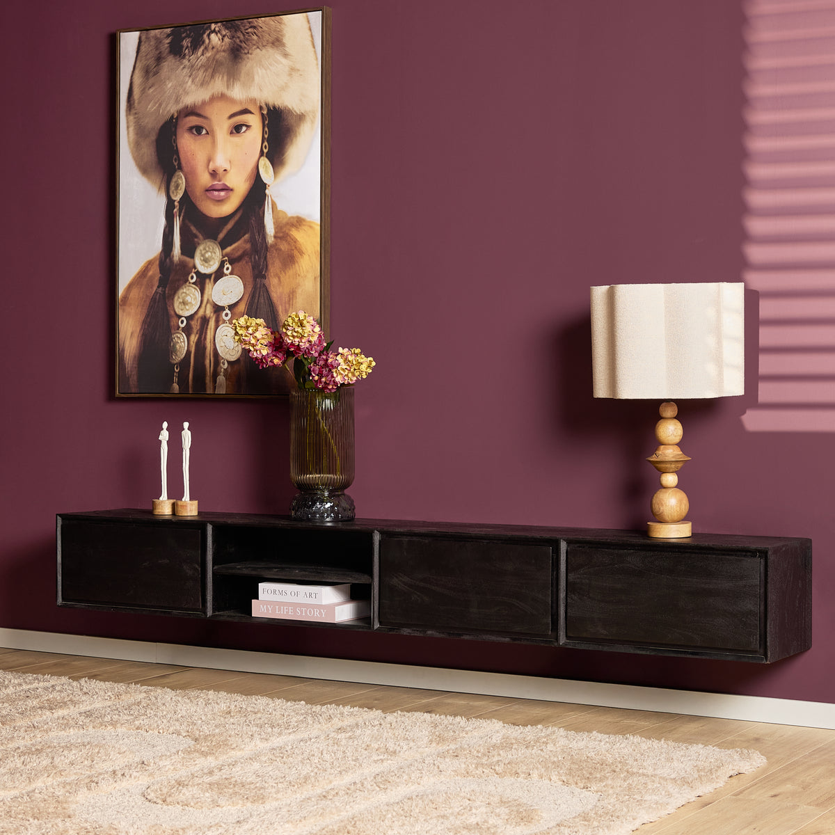 Floating TV Stand Ambiance Natural Mango Wood 120cm Starfurn