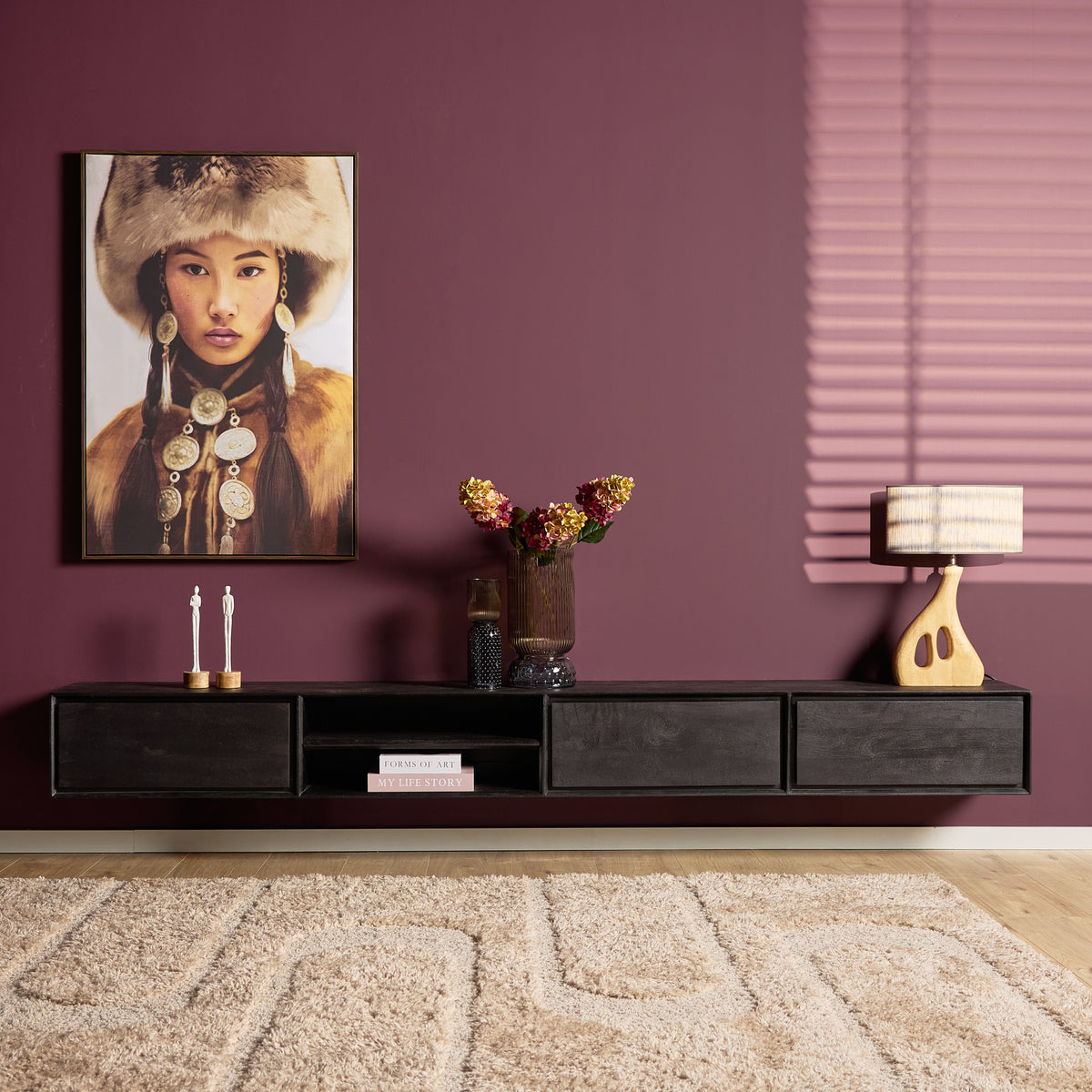 Floating TV Stand Ambiance Natural Mango Wood 120cm Starfurn